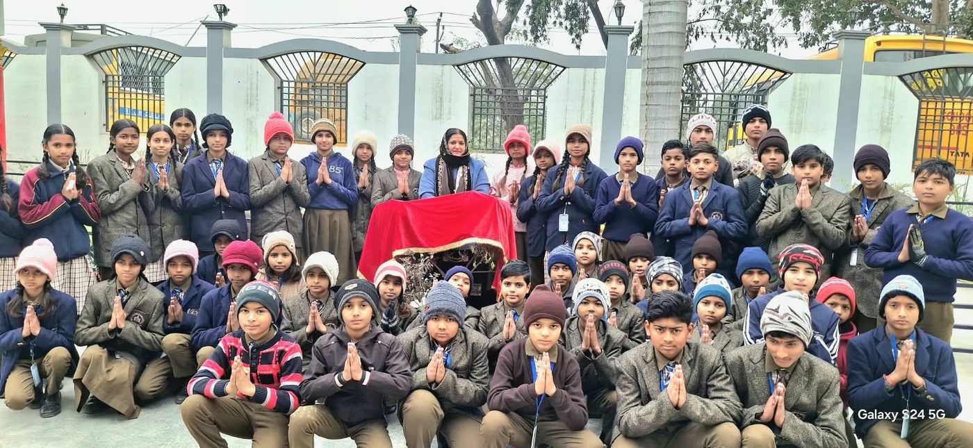 Students at a winter assembly